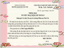 Trường MN Tân Ước Thông báo "Tổ chức hoạt động hè tháng 8"